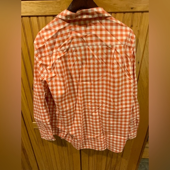 L.L. Bean Men's Orange Checkered Casual Shirt - Picture 3 of 3
